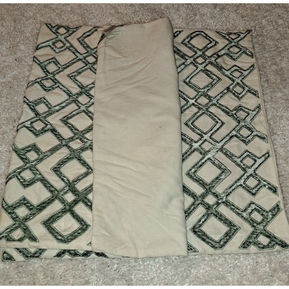 Callisto Home Geometric Beaded Pillow Cover Euro Shams Neutral - Picture 2 of 8